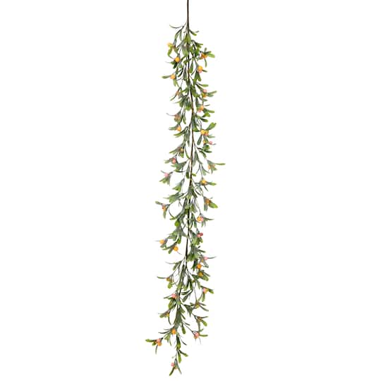 5ft. Green and Yellow Mistletoe with Berries Spring Garland